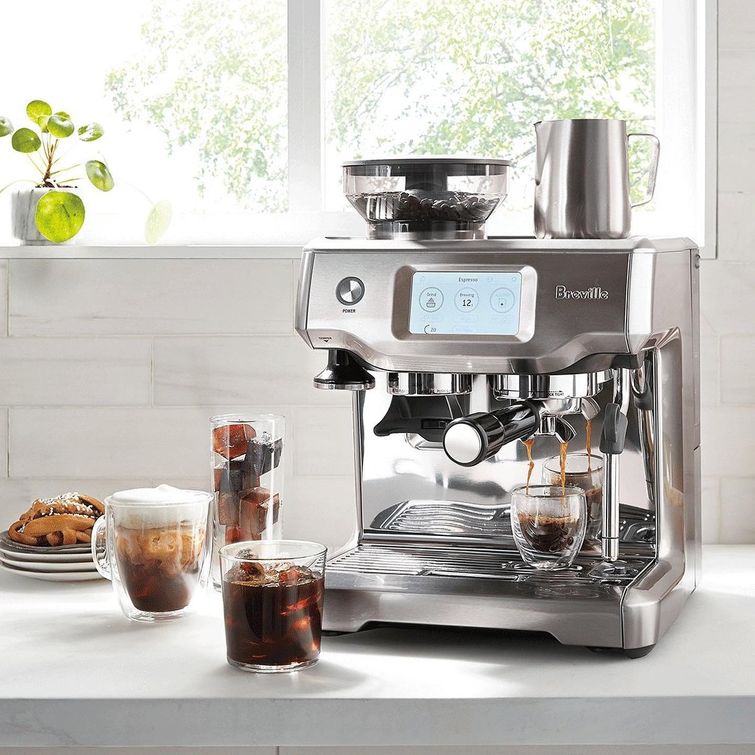 Breville espresso machine on kitchen countertop