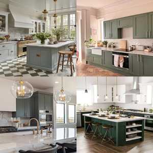 Elevate Your Kitchen with Green Lower Cabinets and Gold Accents