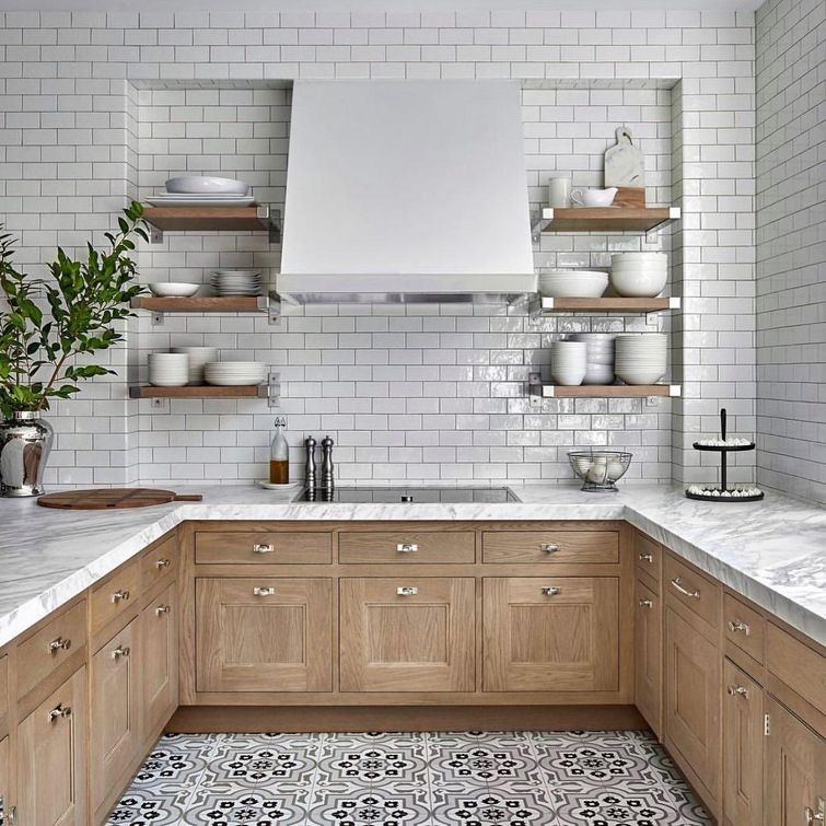 Classic kitchen with subway tile backsplash