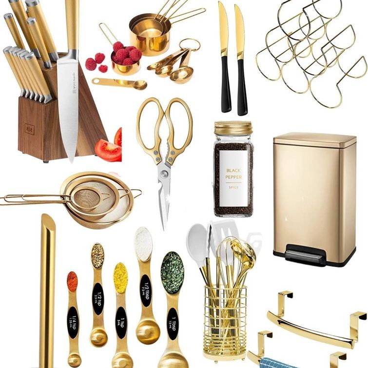 Gold kitchen items from Amazon
