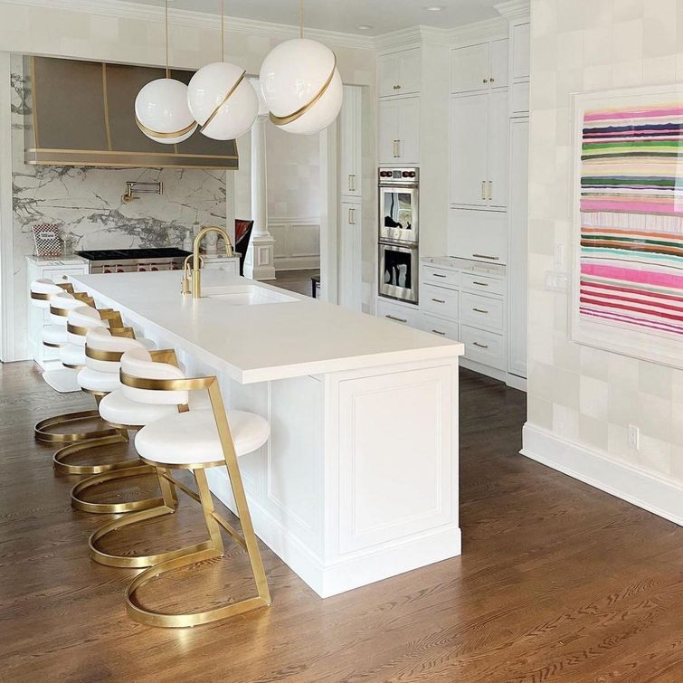 Bourbon stool in a white kitchen