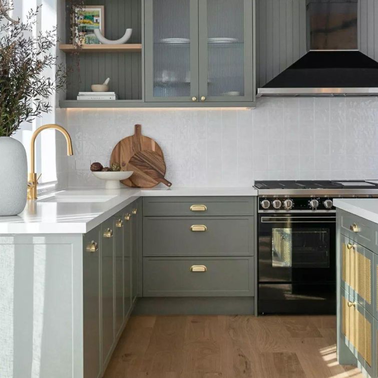 Dry Sage green kitchen cabinets