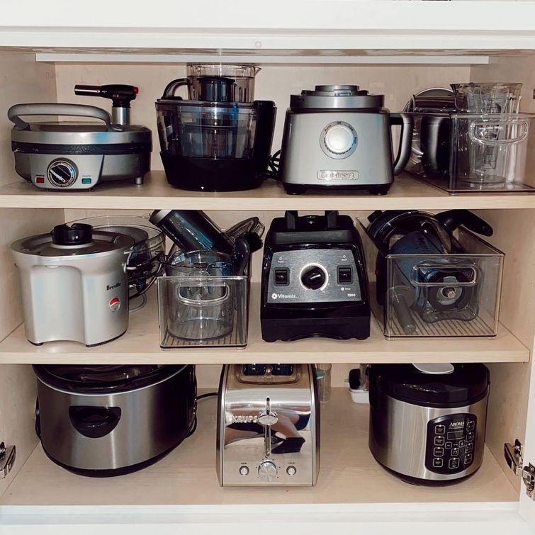 Clear bins for appliance organization